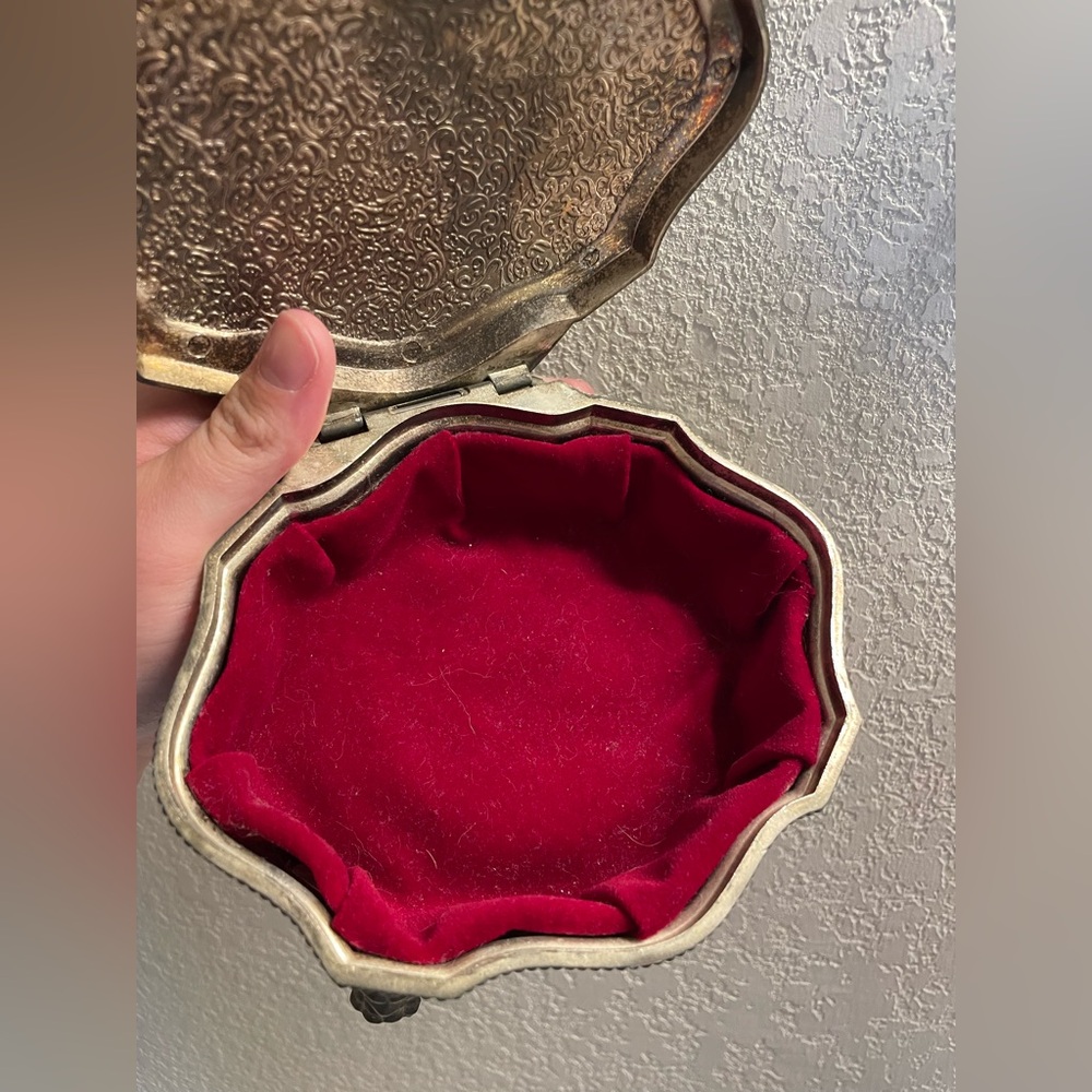 Vintage Silverplate Jewelry Box - Dieu Et Mon Droit